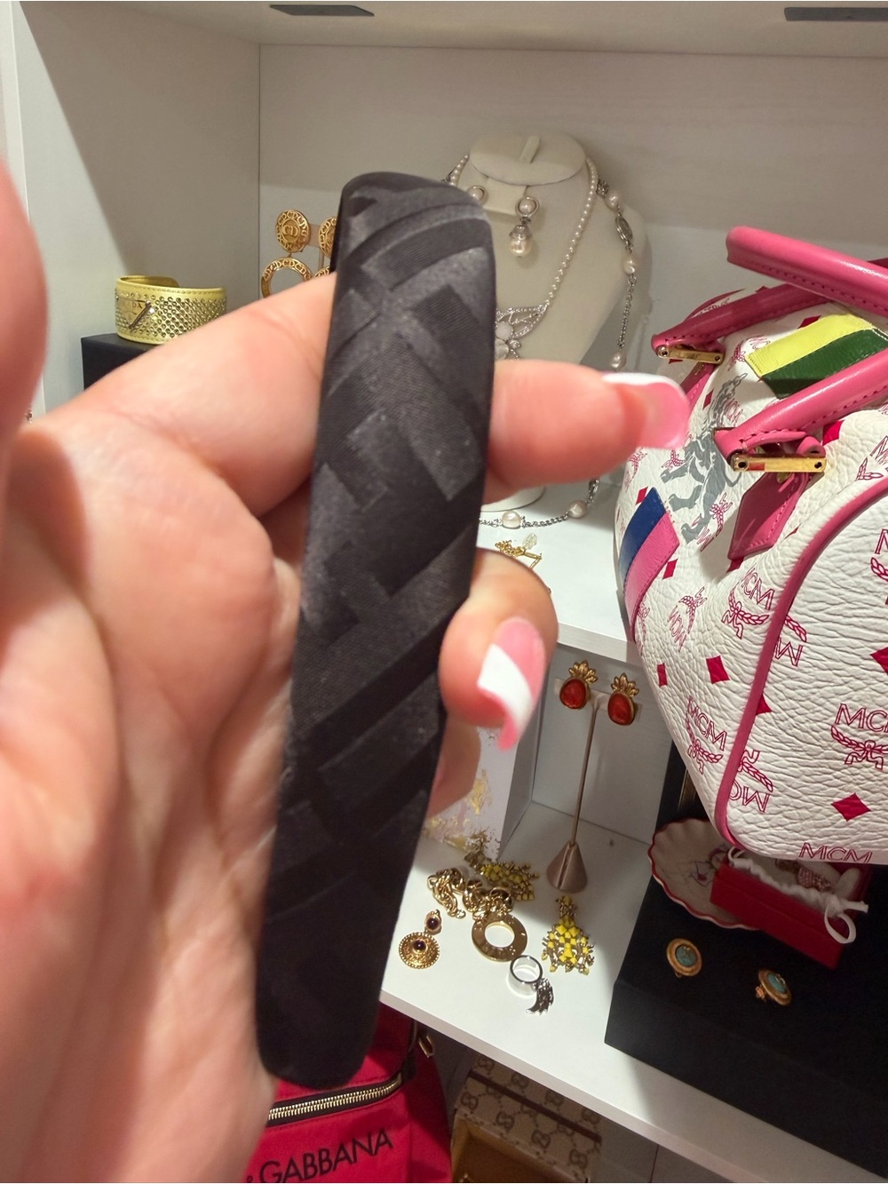 Fendi Black Headband Zucca Print - Picture 4 of 10